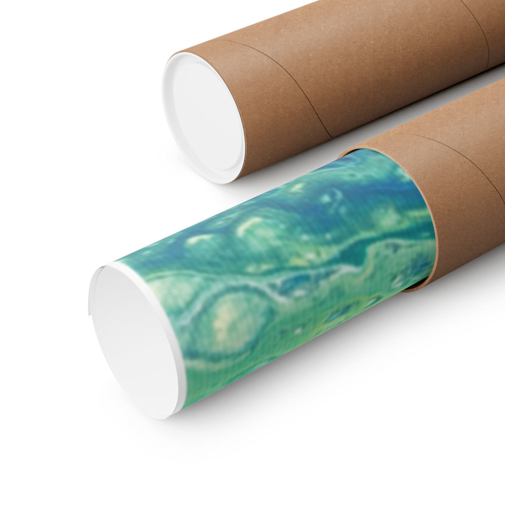 Moss Abstract Ocean Flow Matte Poster (Blue-Green Vertical Fluid Art)