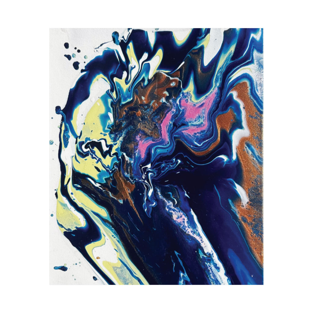 Change Abstract Blue Swirl Matte Poster (Vertical Fluid Art Wall Print)