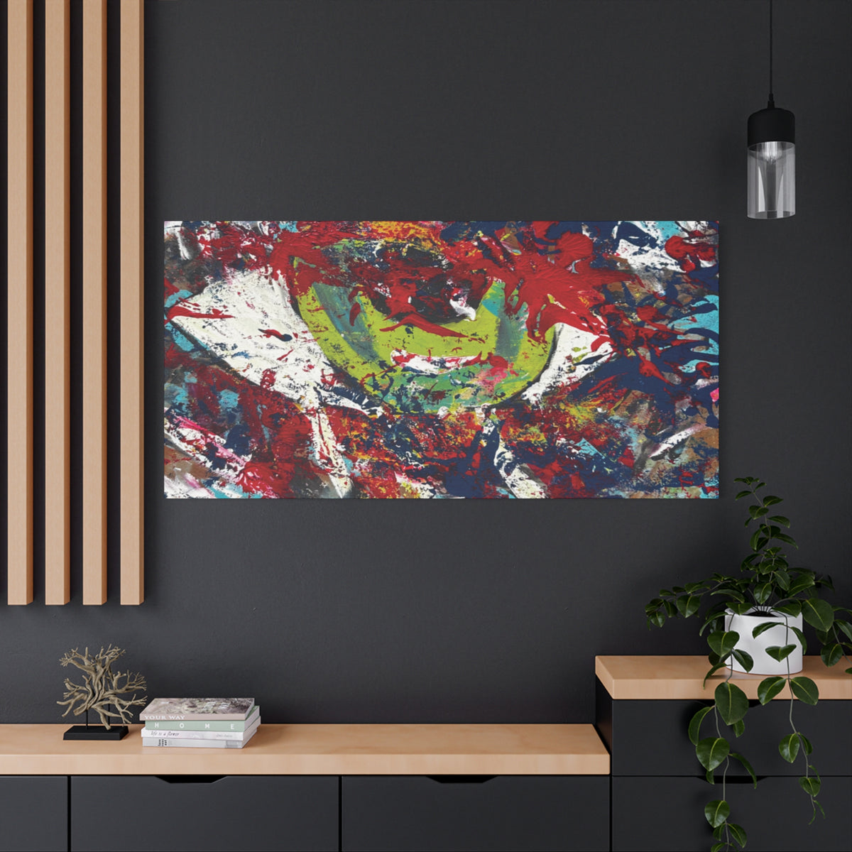 Abstract Burst Matte Canvas Print Eye Colorful Modern Wall Art, Stretched 1.25"