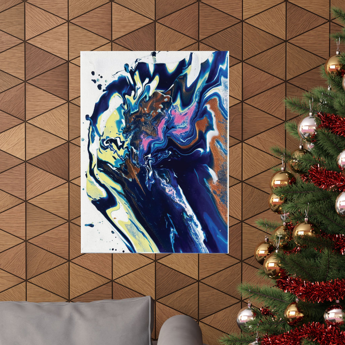 Change Abstract Blue Swirl Matte Poster (Vertical Fluid Art Wall Print)