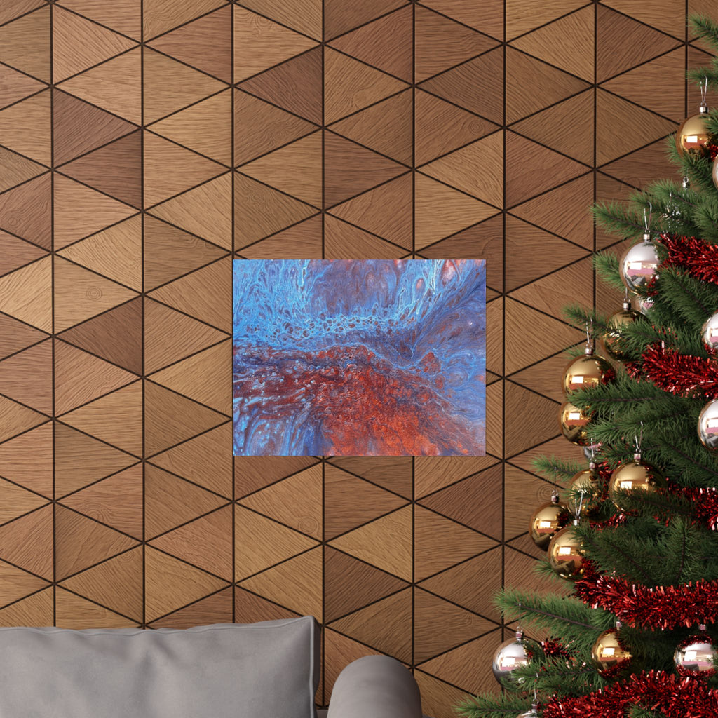 WAVE Abstract Oceanic Pour Art Matte Horizontal Poster