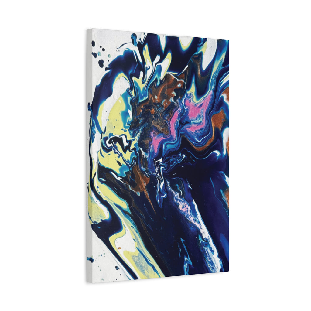 Change Abstract Blue Fluid Art Matte Canvas Print (Stretched Wall Art)