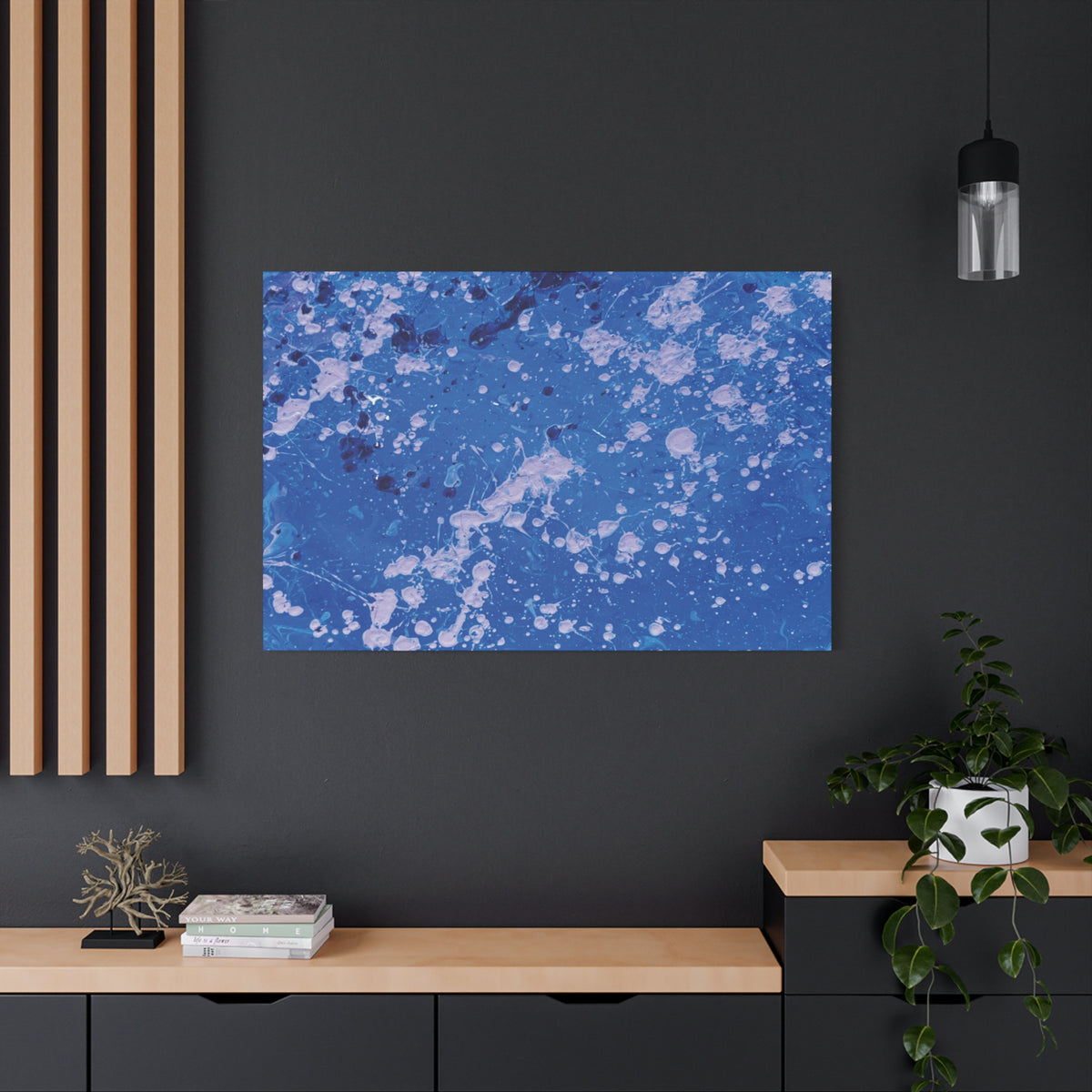 Blue Abstract Splatter Canvas Print  Dots (Matte Stretched 1.25")