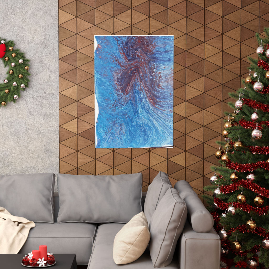 Abstract Blue Resin Art Poster Matte Vertical Wall Art