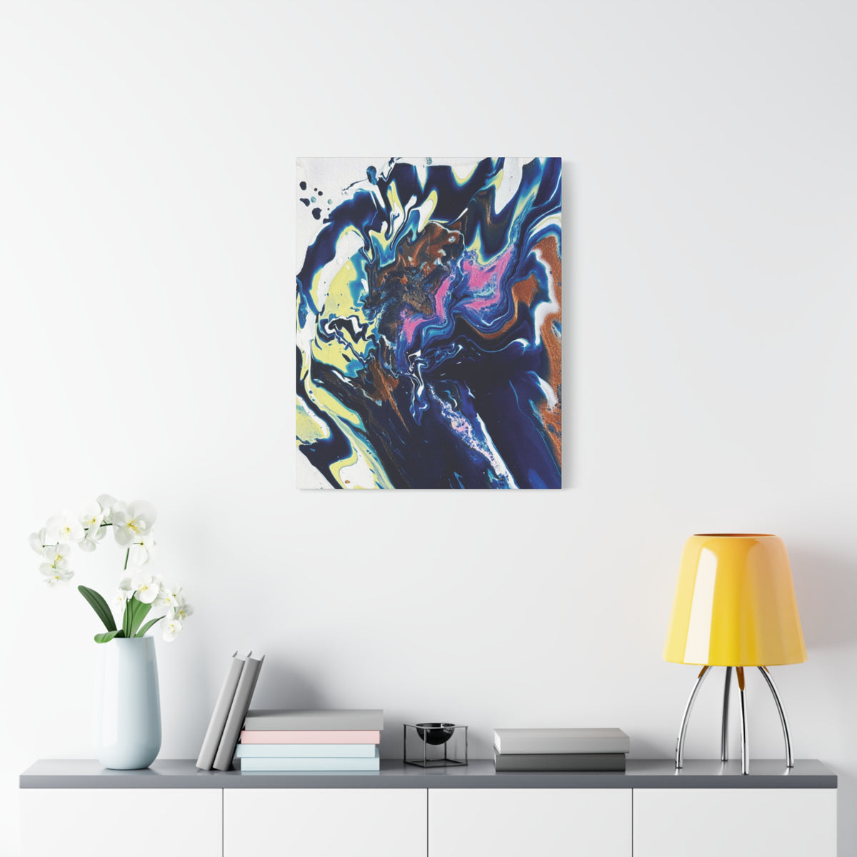 Change Abstract Blue Fluid Art Matte Canvas Print (Stretched Wall Art)