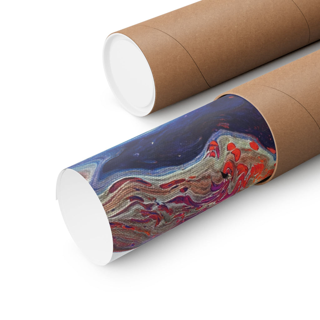 Abstract Fluid Art Matte Poster Universe Vertical Red & Blue Wall Art