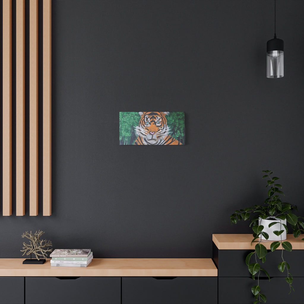 Tiger Portrait Matte Canvas Wall Art Bold Jungle Tiger Painting on Stretched Canvas