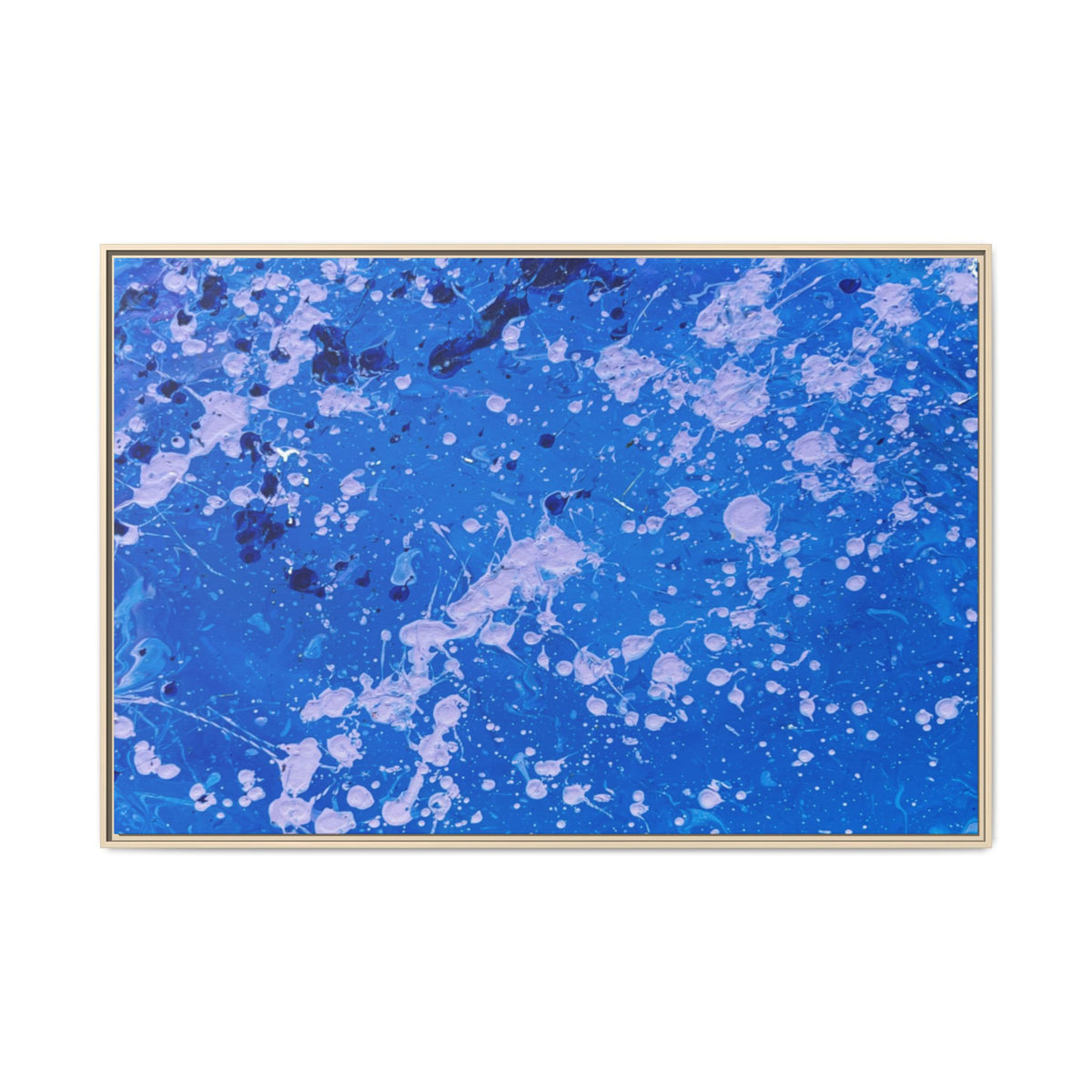 Abstract Blue Splatter Matte Canvas Print Dots (Framed)
