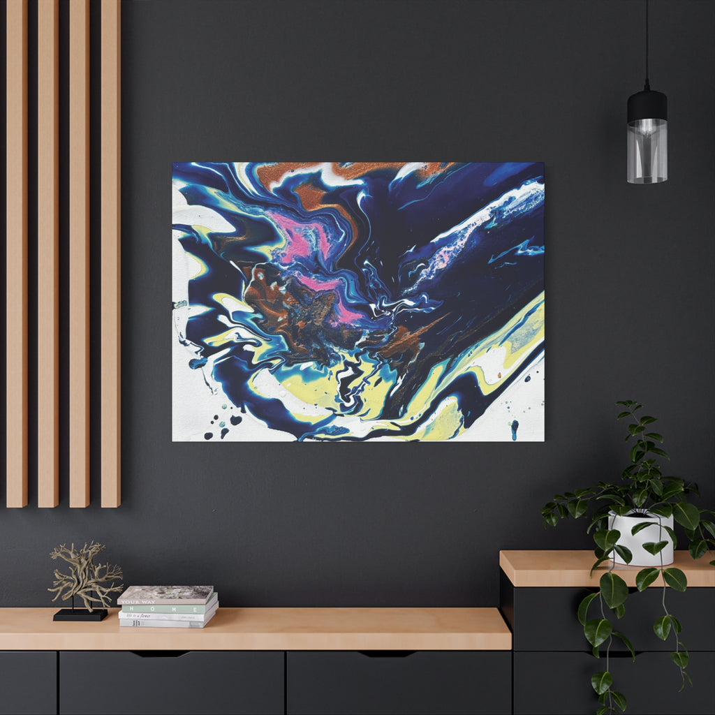Change Abstract Blue Fluid Art Matte Canvas Print (Stretched Wall Art)