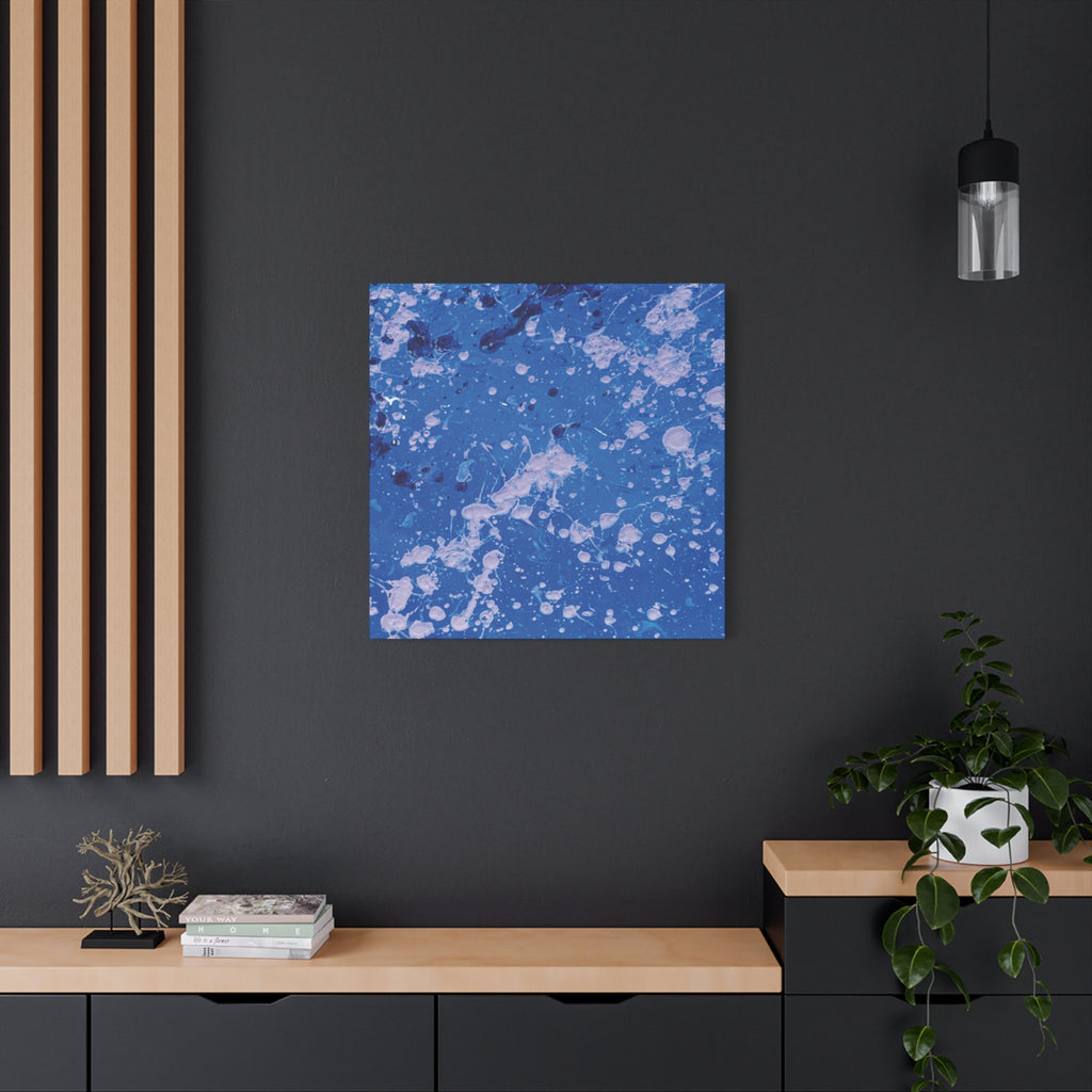 Blue Abstract Splatter Canvas Print  Dots (Matte Stretched 1.25")