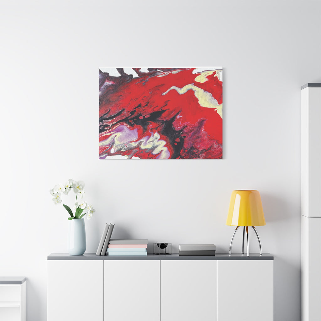 Power Abstract Red Fluid Art Canvas Print (Matte Stretched 1.25")