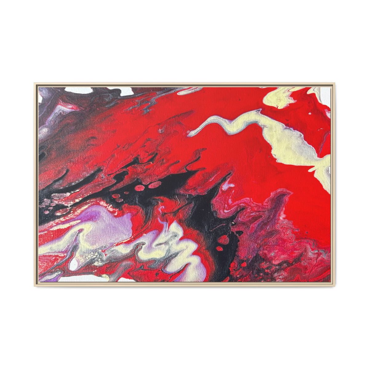 Power Abstract Red Fluid Art Matte Canvas Framed Wall Art