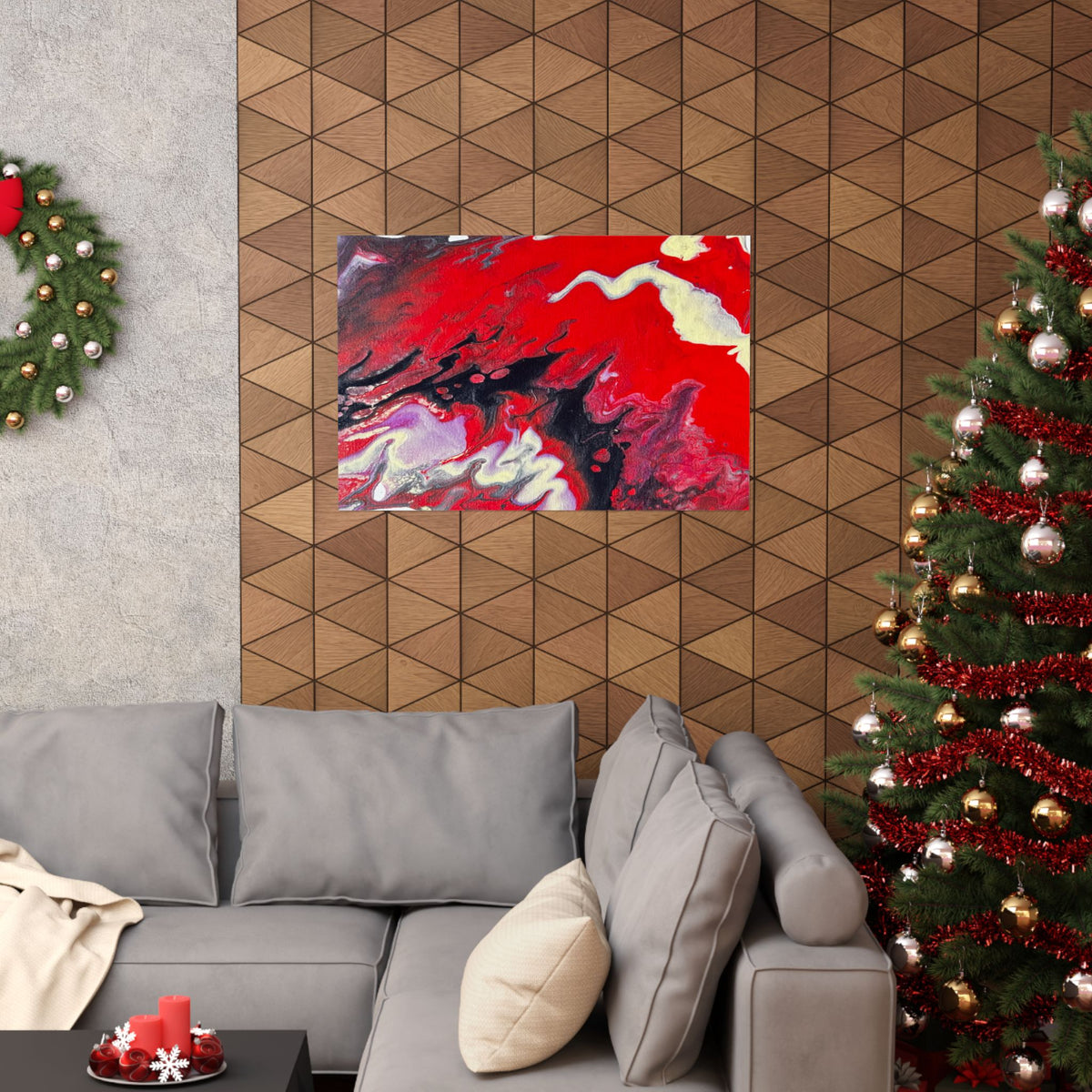 Power Abstract Red Fluid Art Matte Poster (Horizontal)