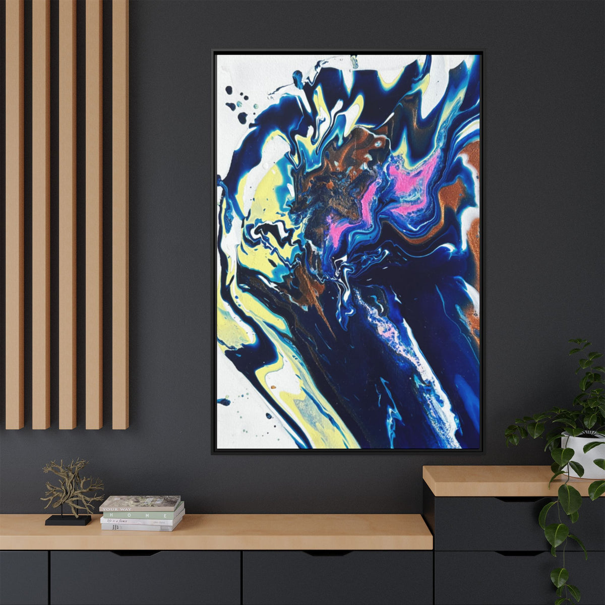 Abstract Ocean Swirl Matte Canvas Framed Art