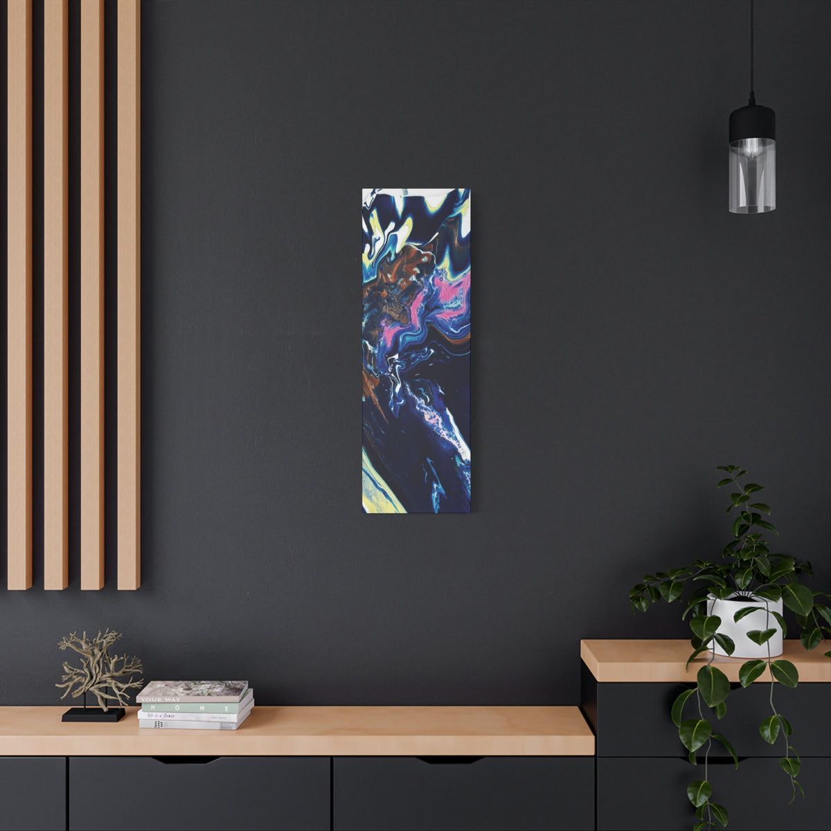 Change Abstract Blue Fluid Art Matte Canvas Print (Stretched Wall Art)