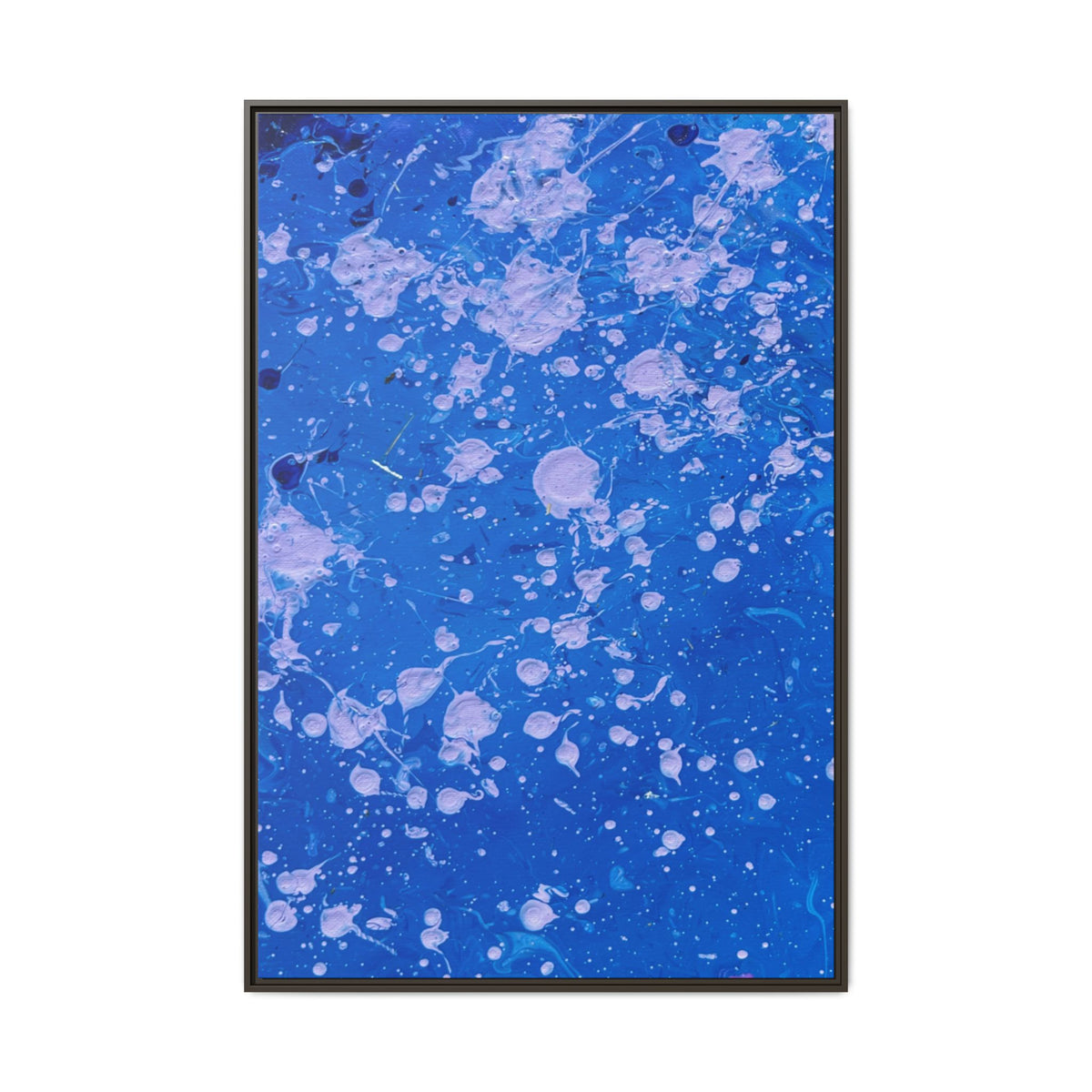 Blue Abstract Splatter Matte Canvas Framed Art