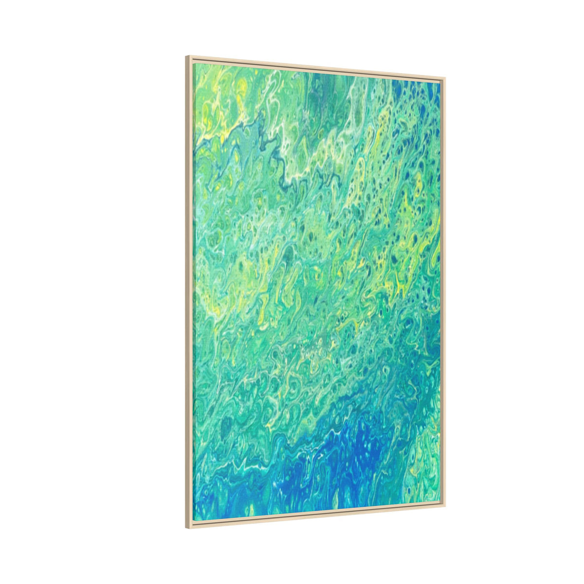 Moss Abstract Ocean Teal Matte Canvas Print (Framed Wall Art)