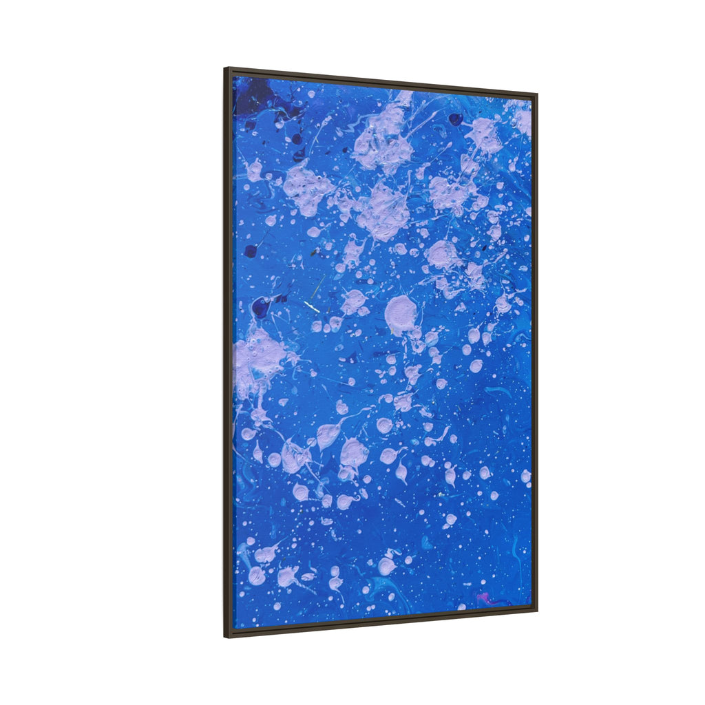Abstract Blue Splatter Matte Canvas Print Dots (Framed)