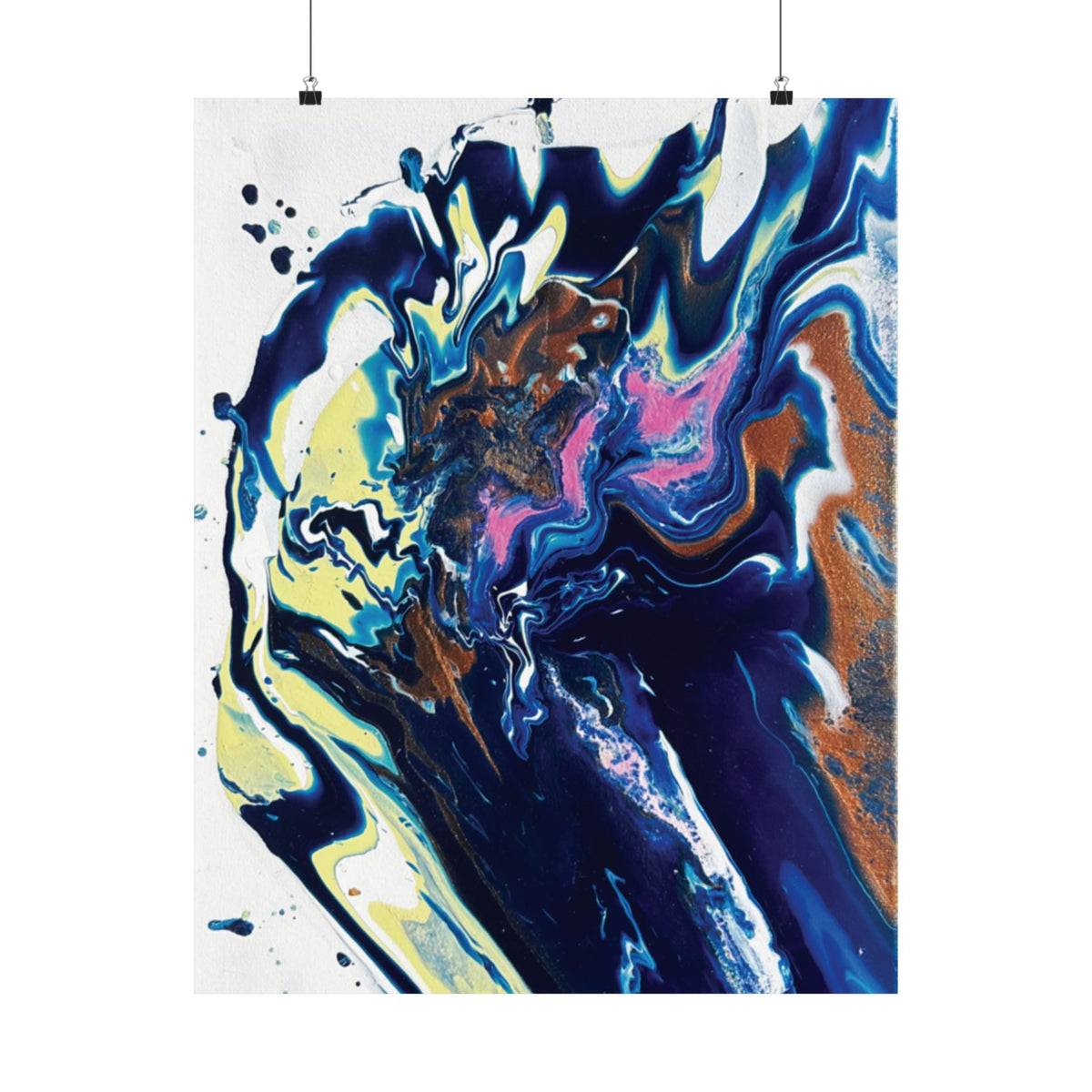 Change Abstract Blue Swirl Matte Poster (Vertical Fluid Art Wall Print)