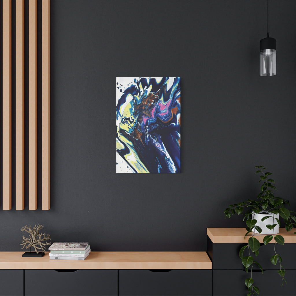 Change Abstract Blue Fluid Art Matte Canvas Print (Stretched Wall Art)