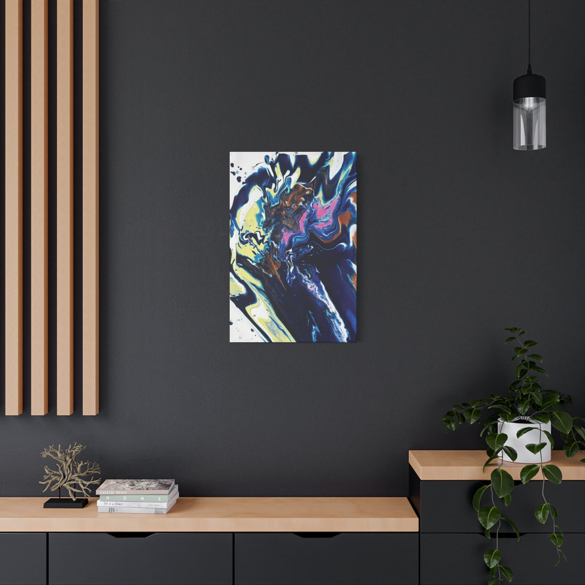 Change Abstract Blue Fluid Art Matte Canvas Print (Stretched Wall Art)