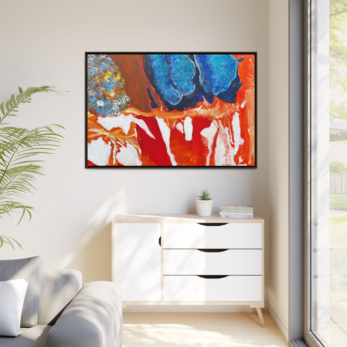 Abstract Color Burst Framed Canvas Print