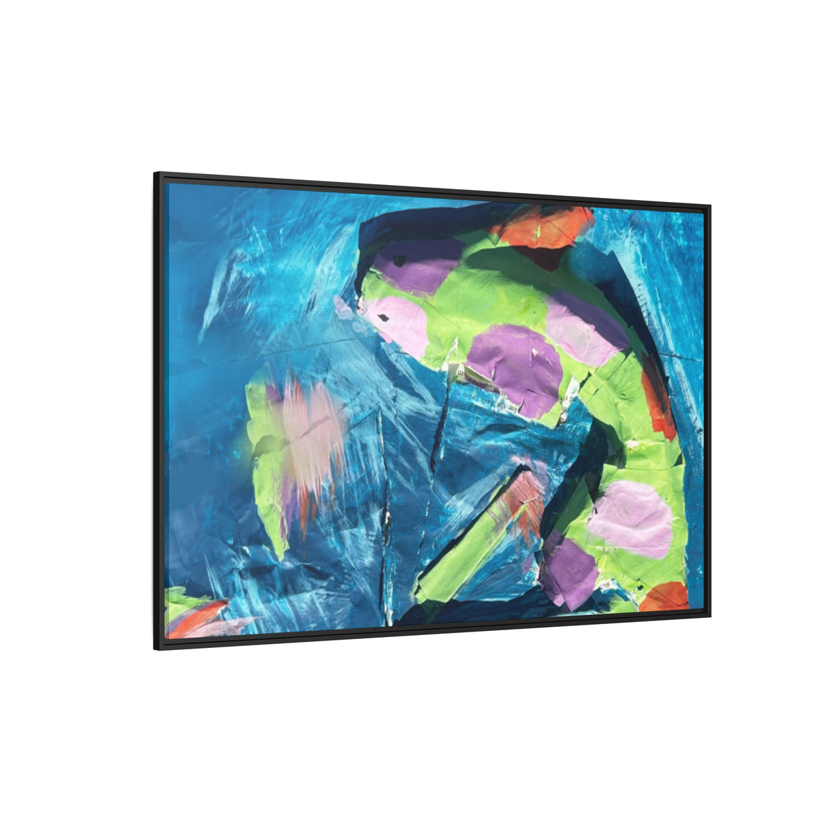 Abstract Ocean Fish Matte Canvas Framed Art