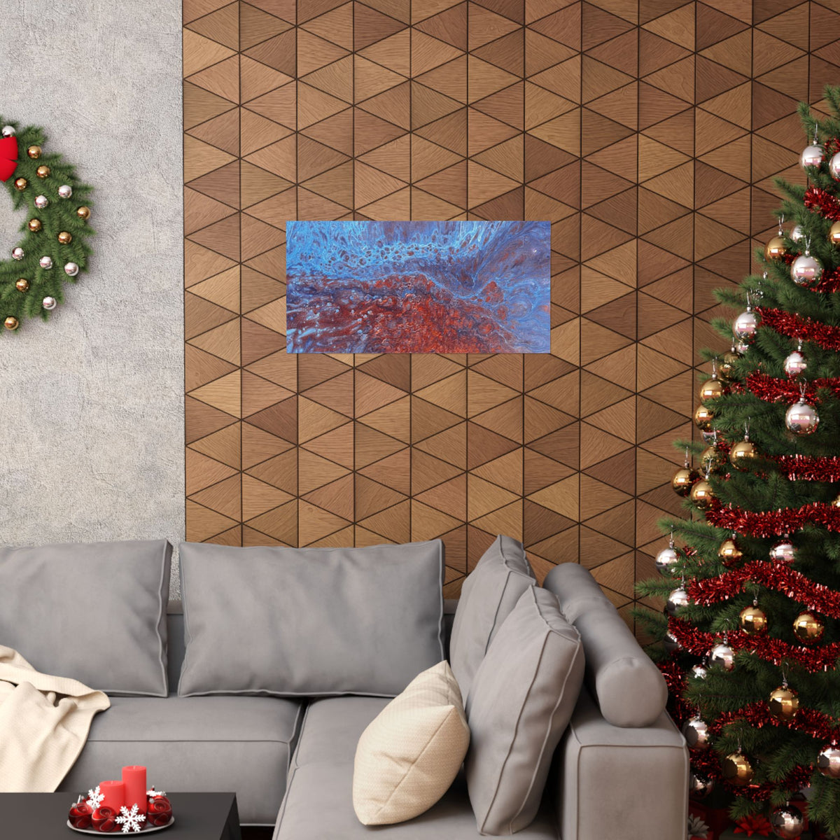 WAVE Abstract Oceanic Pour Art Matte Horizontal Poster