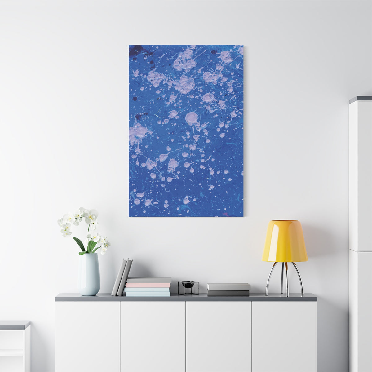 Blue Abstract Splatter Canvas Print  Dots (Matte Stretched 1.25")
