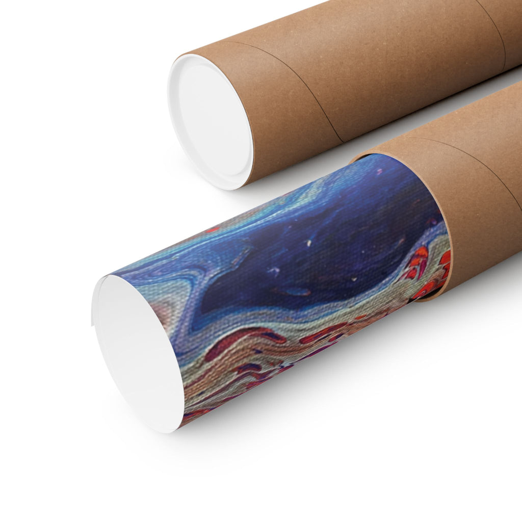 Abstract Fluid Art Matte Poster Universe Vertical Red & Blue Wall Art