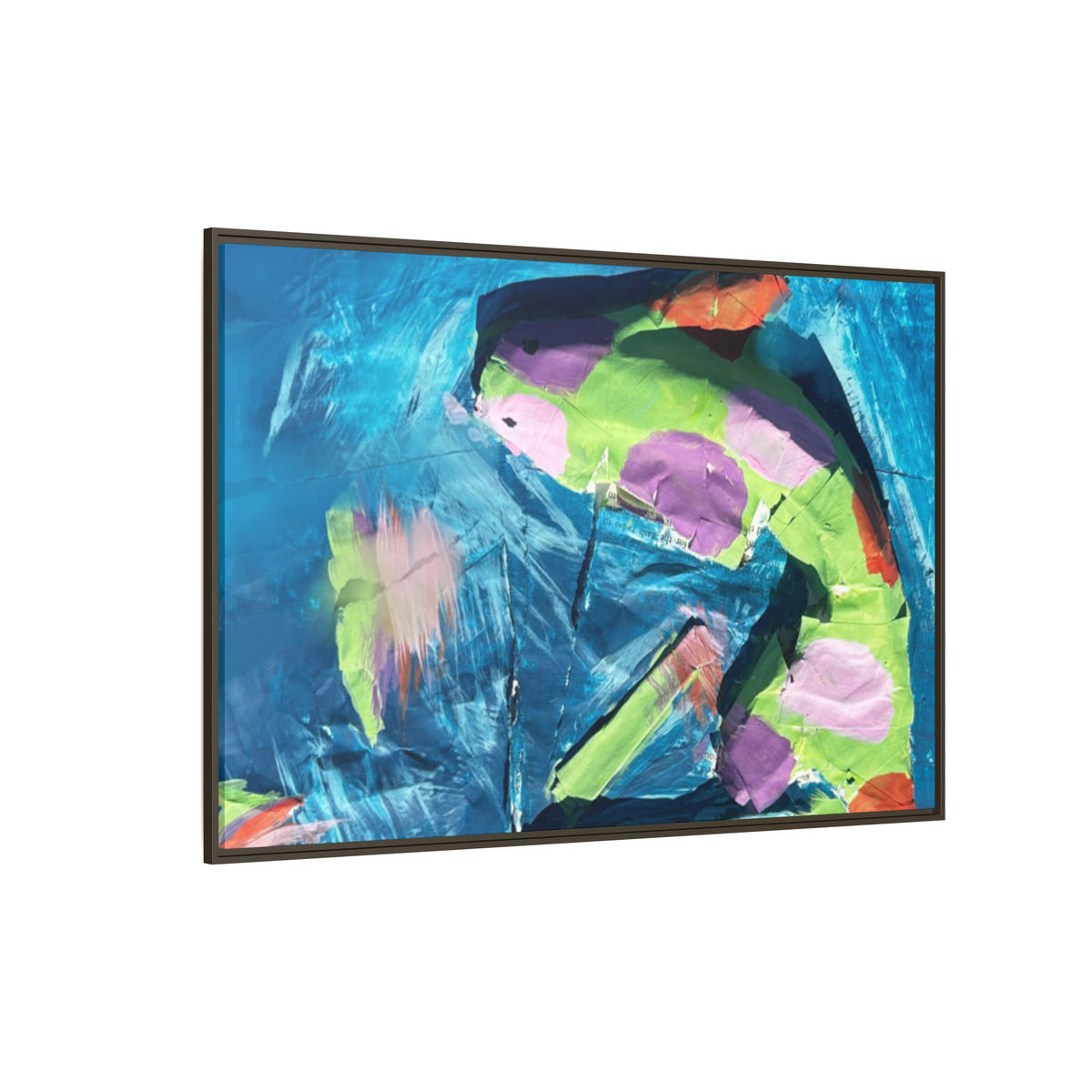 Abstract Ocean Fish Matte Canvas Framed Art