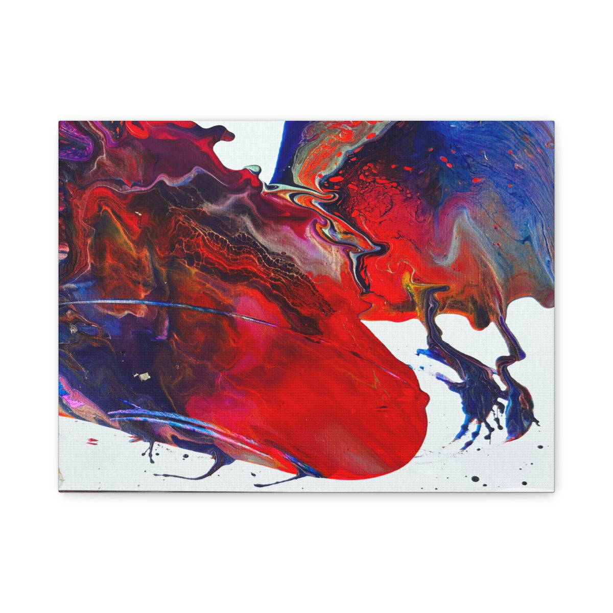 Abstract Red & Blue Fluid Art Canvas Print — Matte Stretched Wall Art