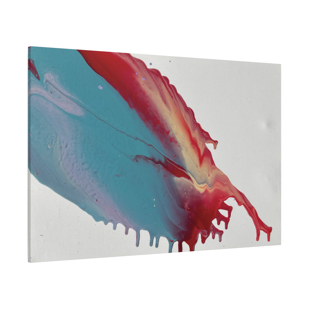 Ceiling Abstract Drip Matte Canvas Print (Blue & Red Fluid Art)