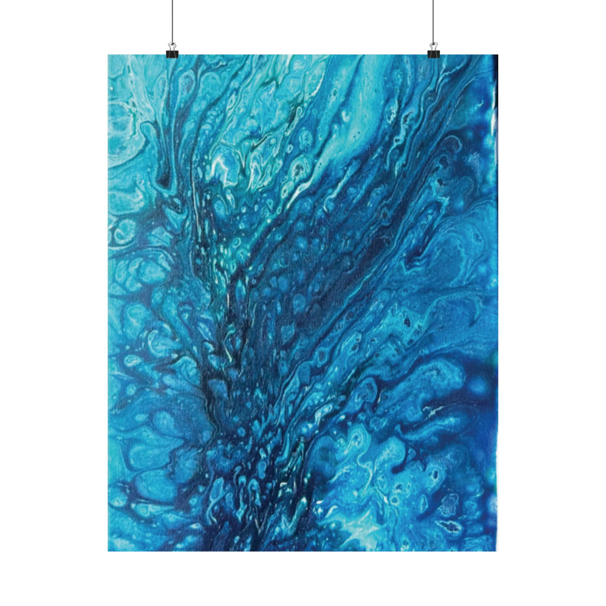 Abstract Ocean Blue Matte Poster Vertical Wall Art Print
