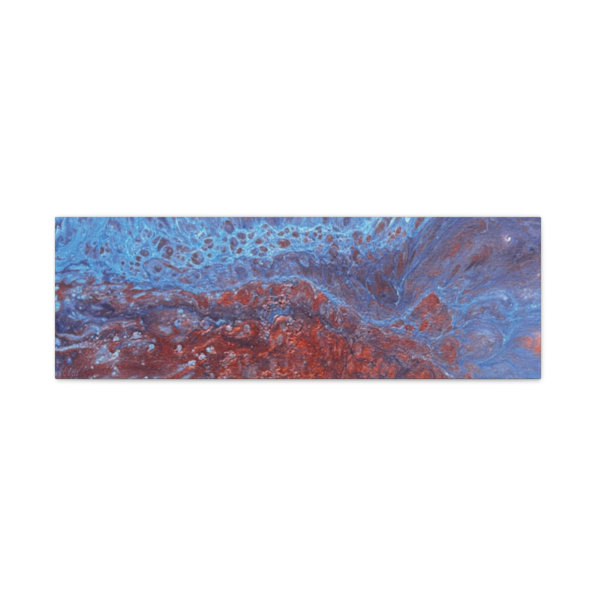 Abstract Blue & Rust Fluid Art Matte Canvas Wave Stretched Wall Art