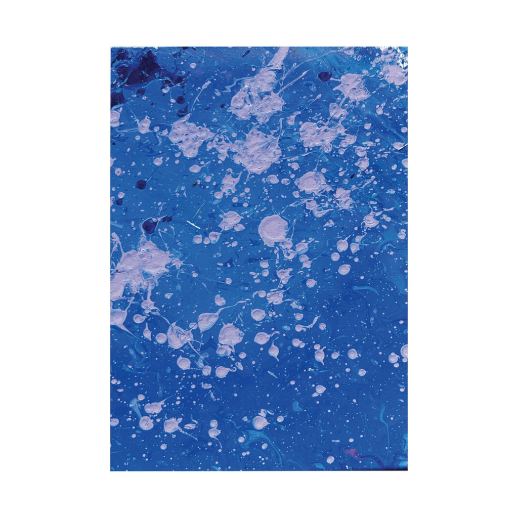 Abstract Blue Paint Splatter Matte Poster Dots Vertical Modern Wall Art
