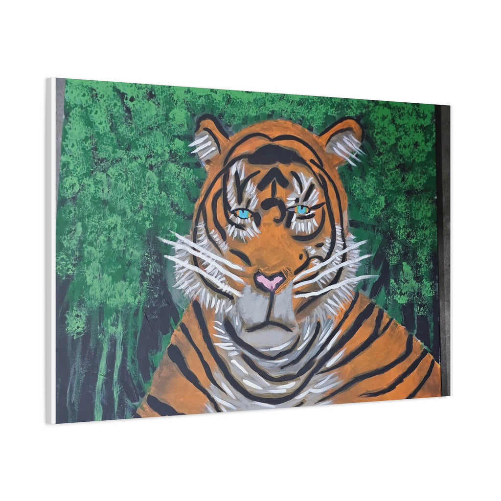 Tiger Portrait Matte Canvas Wall Art Bold Jungle Tiger Painting on Stretched Canvas