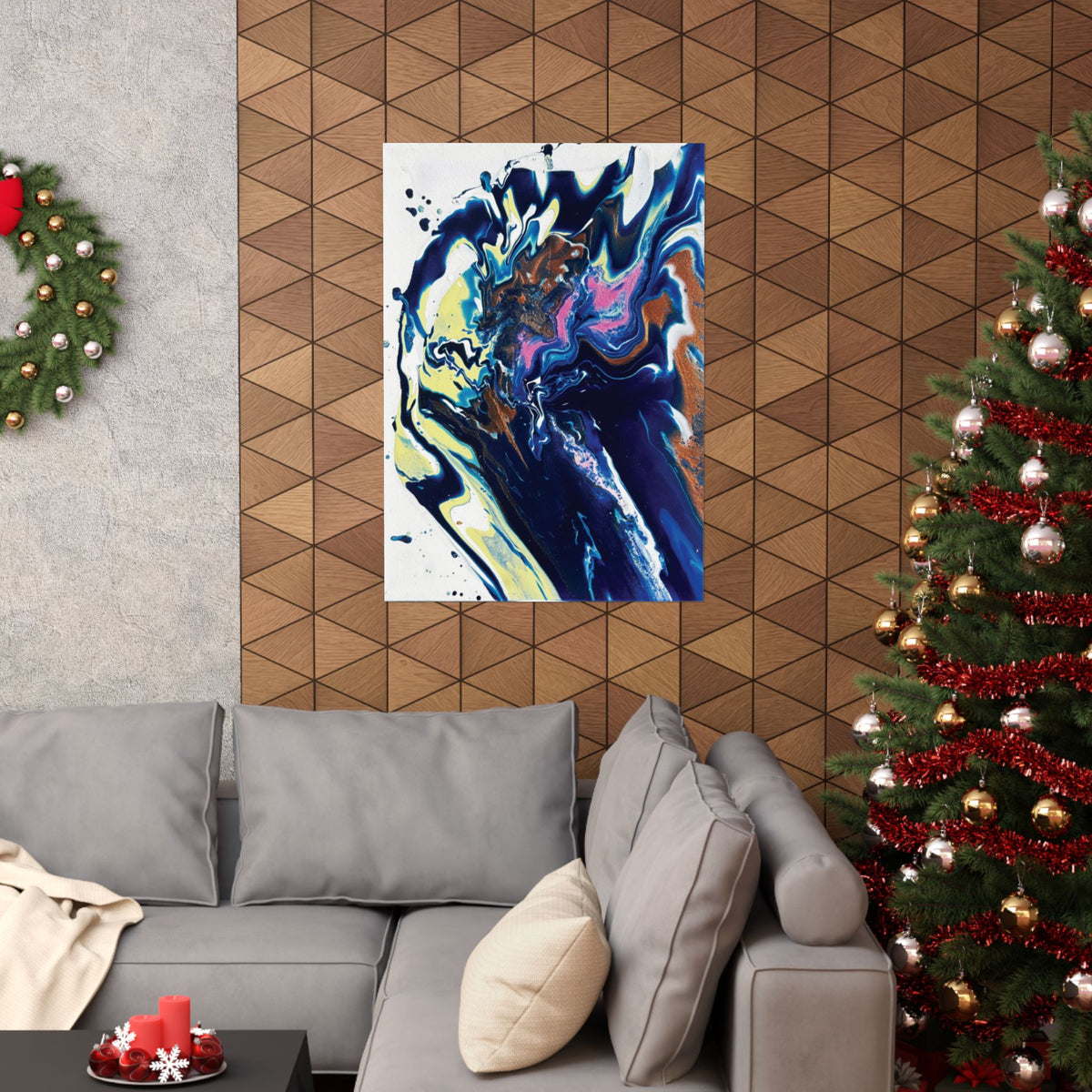Change Abstract Blue Swirl Matte Poster (Vertical Fluid Art Wall Print)