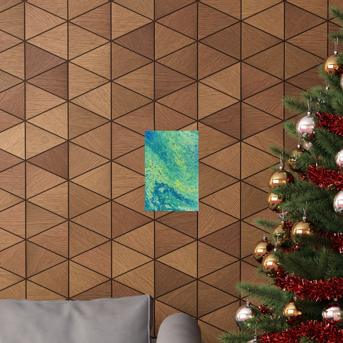 Moss Abstract Ocean Flow Matte Poster (Blue-Green Vertical Fluid Art)