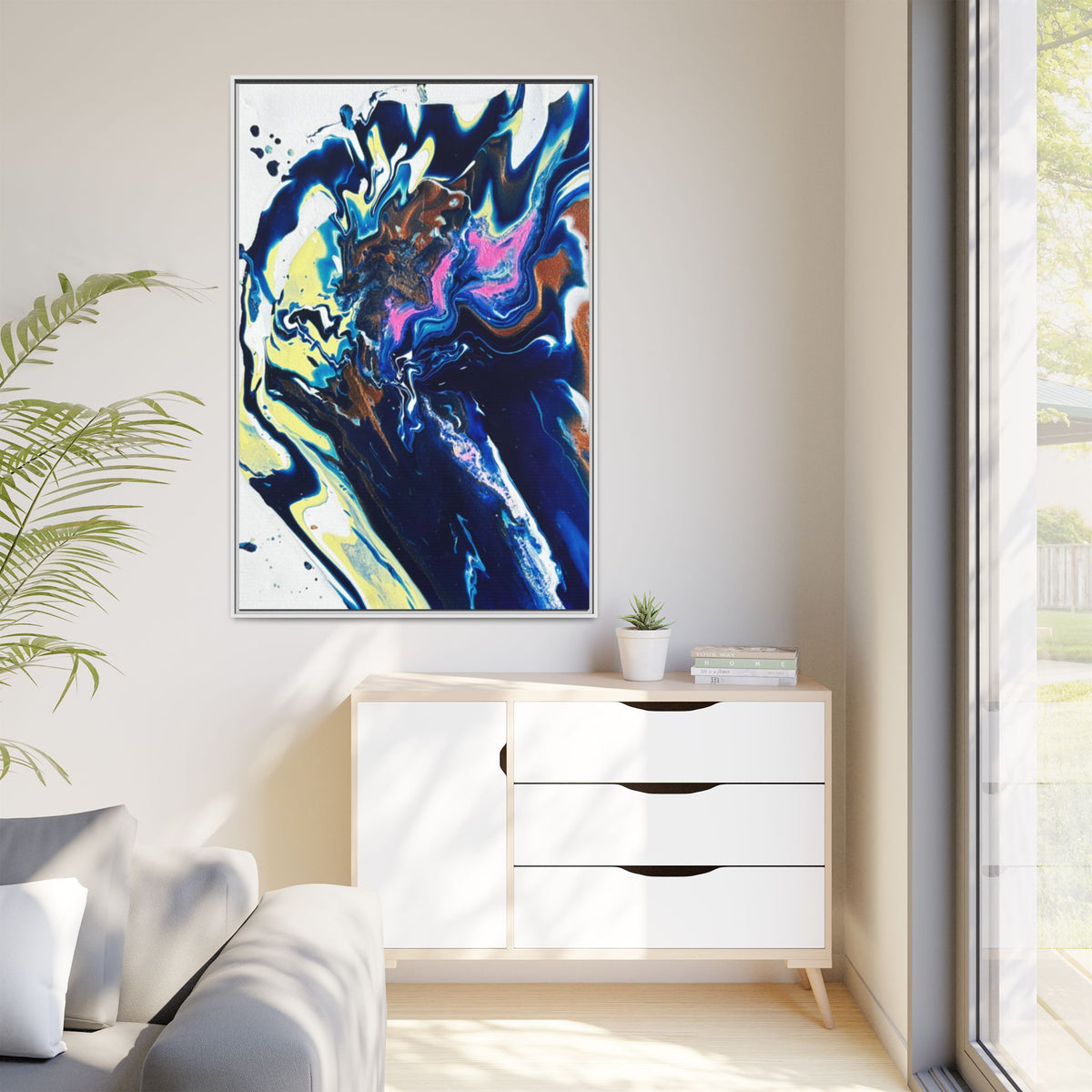 Abstract Ocean Swirl Matte Canvas Framed Art