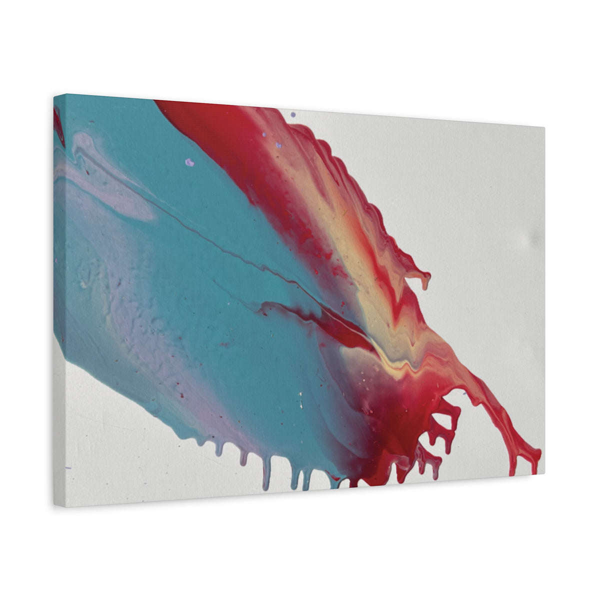 Ceiling Abstract Drip Matte Canvas Print (Blue & Red Fluid Art)