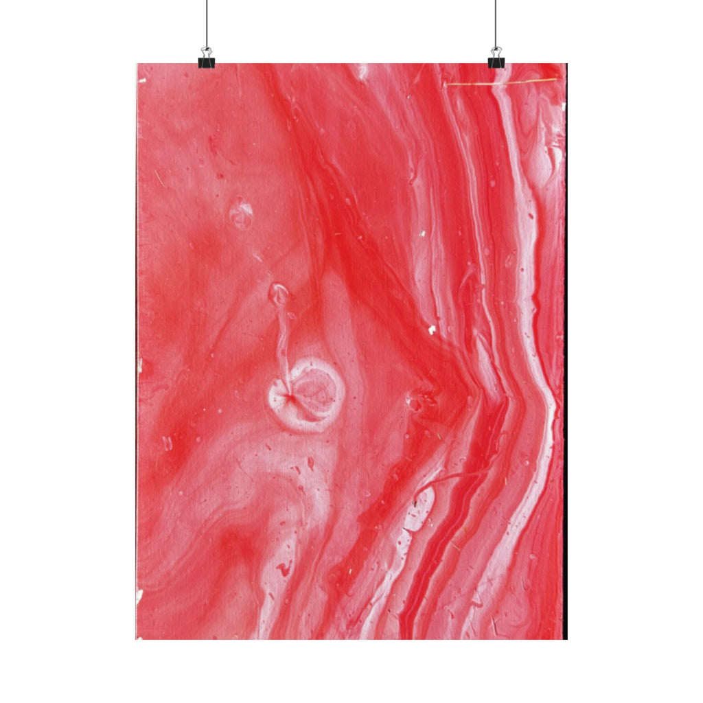 Red Marble Mars Matte Vertical Poster Abstract Red & Cream Wall Art