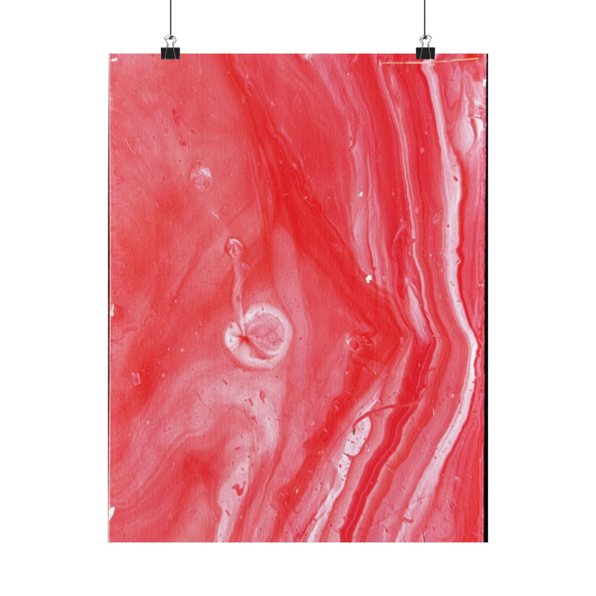 Red Marble Mars Matte Vertical Poster Abstract Red & Cream Wall Art