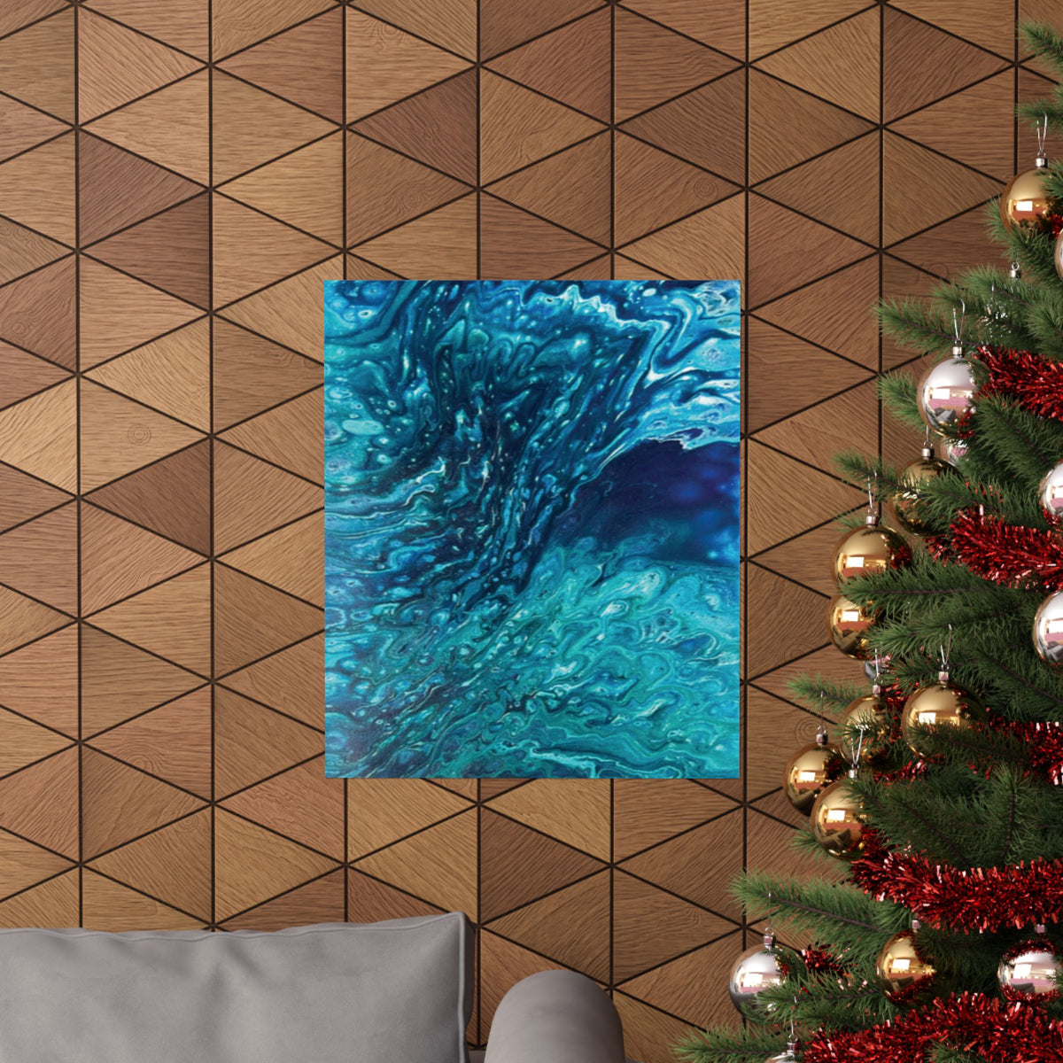 Ocean Abyss Matte Poster Abstract Teal Blue Wall Art
