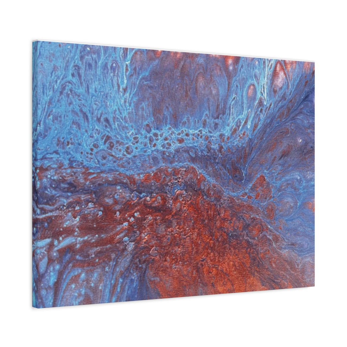 Abstract Blue & Rust Fluid Art Matte Canvas Wave Stretched Wall Art