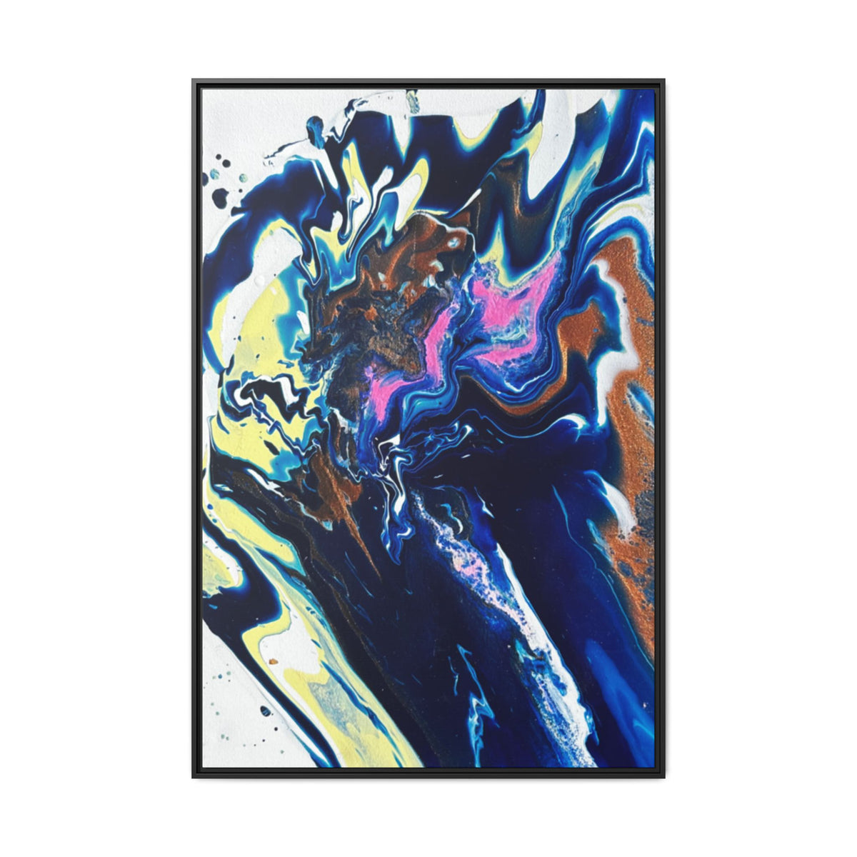 Framed Canvas Print Change Abstract Fluid Art (Blue Multicolor)