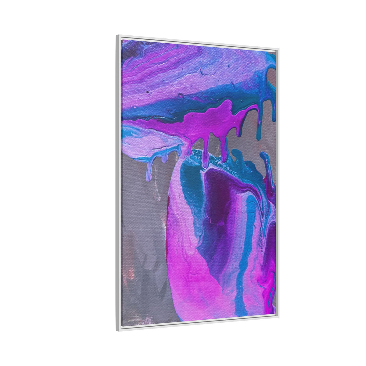 Wave Abstract Purple Fluid Art Matte Canvas Framed