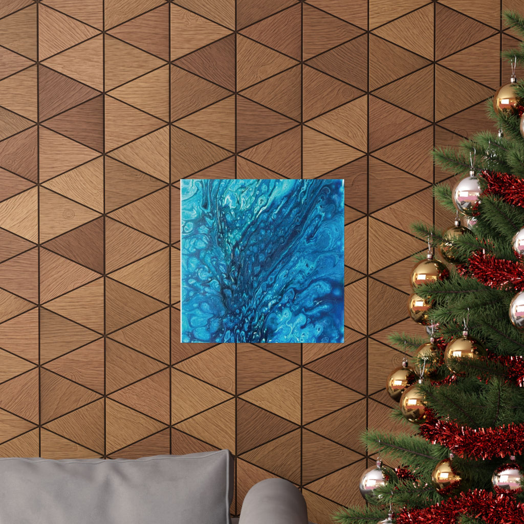 Abstract Ocean Blue Matte Poster Vertical Wall Art Print