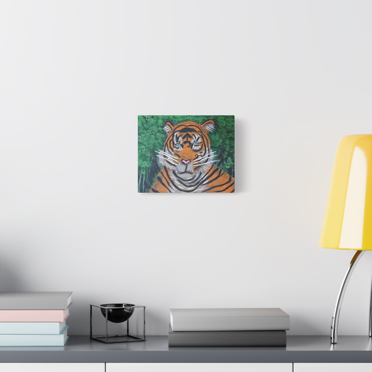 Tiger Portrait Matte Canvas Wall Art Bold Jungle Tiger Painting on Stretched Canvas