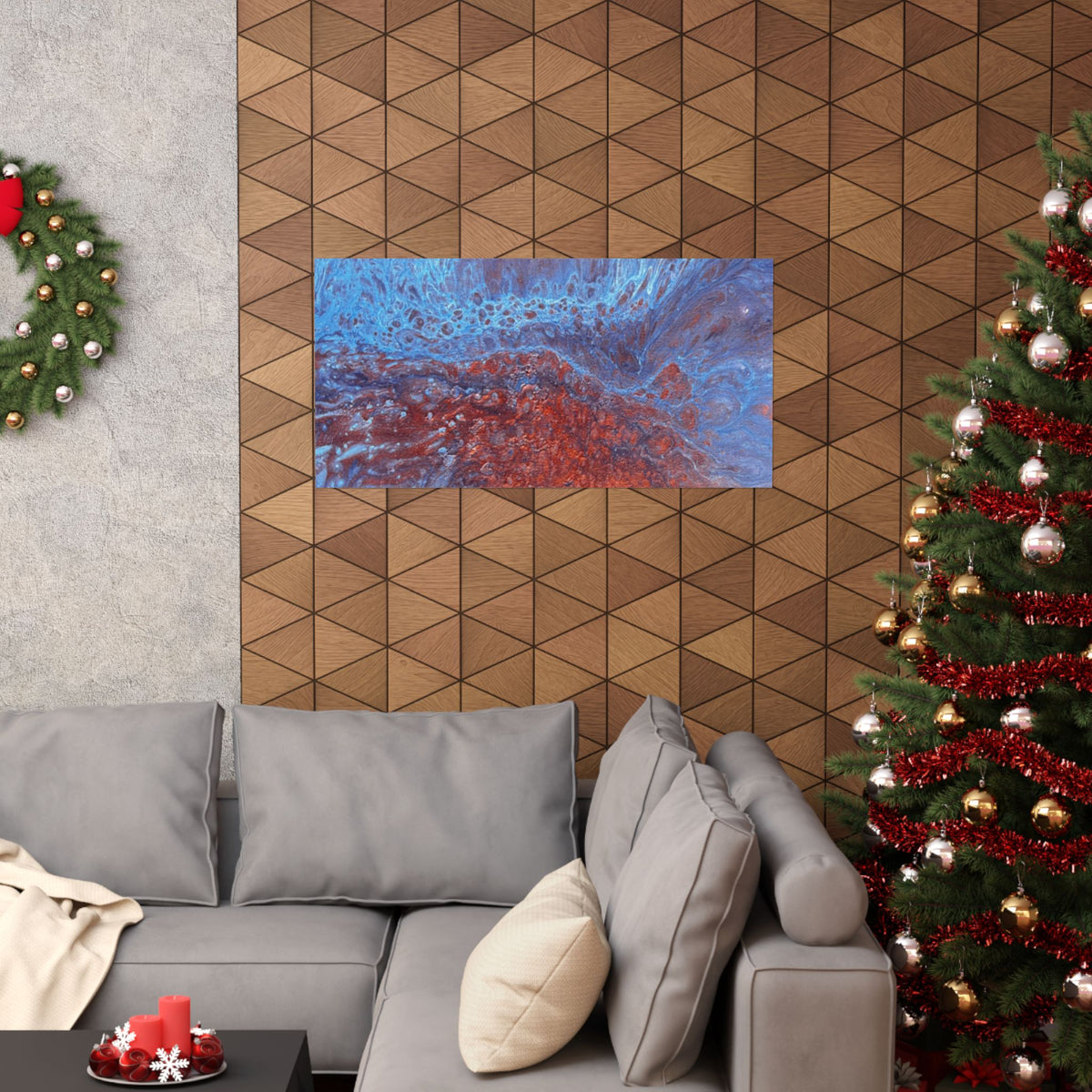 WAVE Abstract Oceanic Pour Art Matte Horizontal Poster